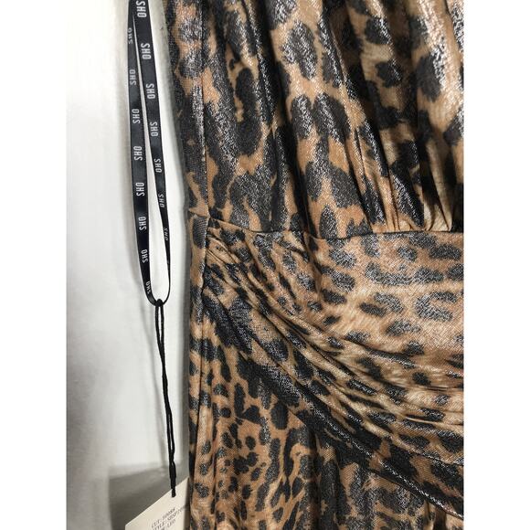 New Tadashi Shoji Sho Womens M One Shoulder Dress Cocktail Animal Print Classic - Picture 9 of 12